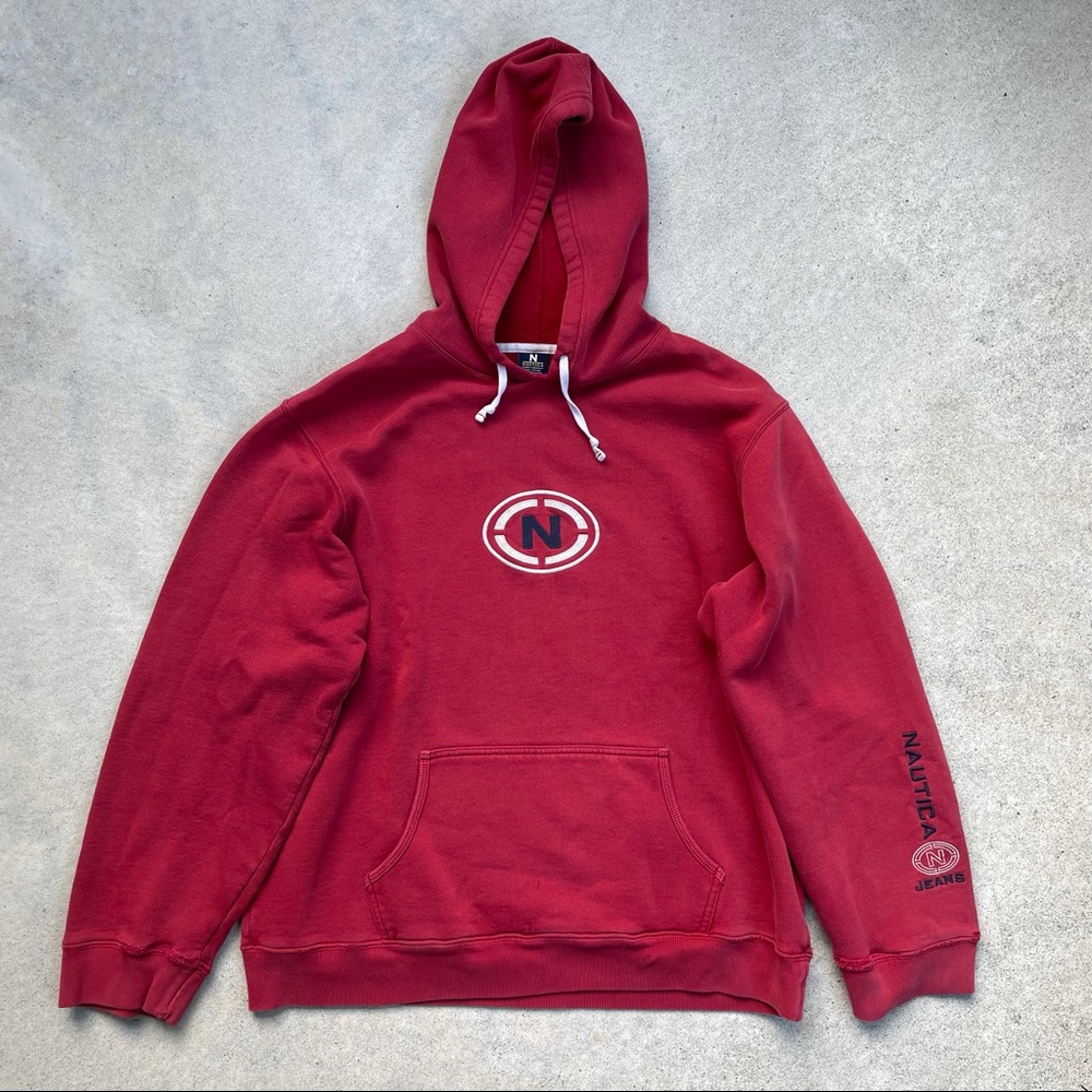 Vintage Nautica N red pullover hoodie - size L